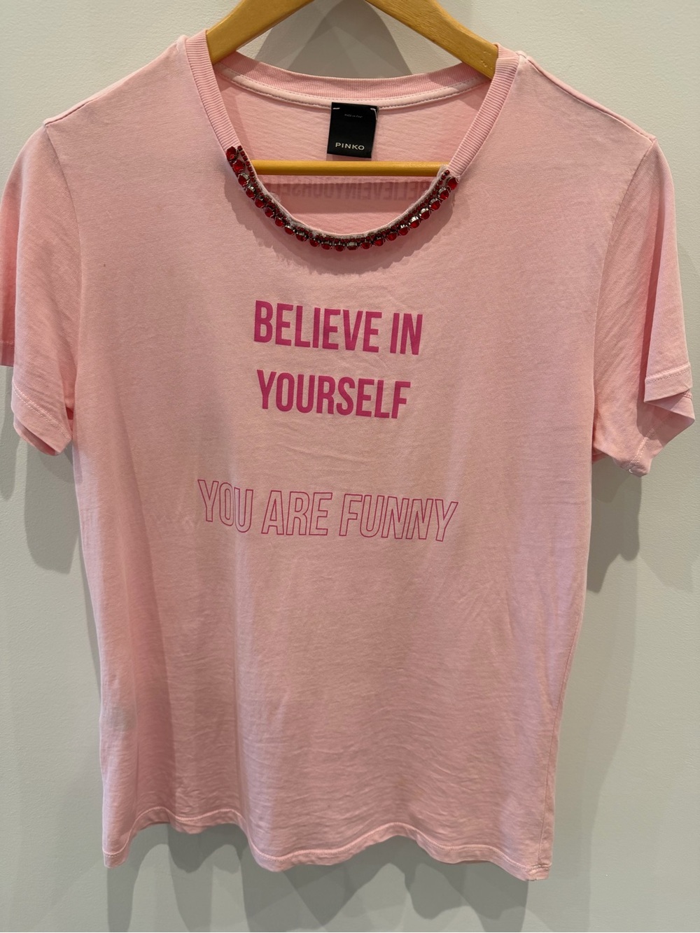 Pinko Light Pink 'Believe In Yourself' Graphic Tee